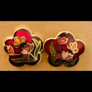 VINTAGE CLOISONNÉ POST STUD EARRINGS